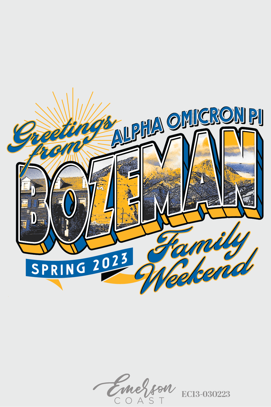 Alpha Omicron Pi Montana State University Family Weekend Postcard T-Shirt