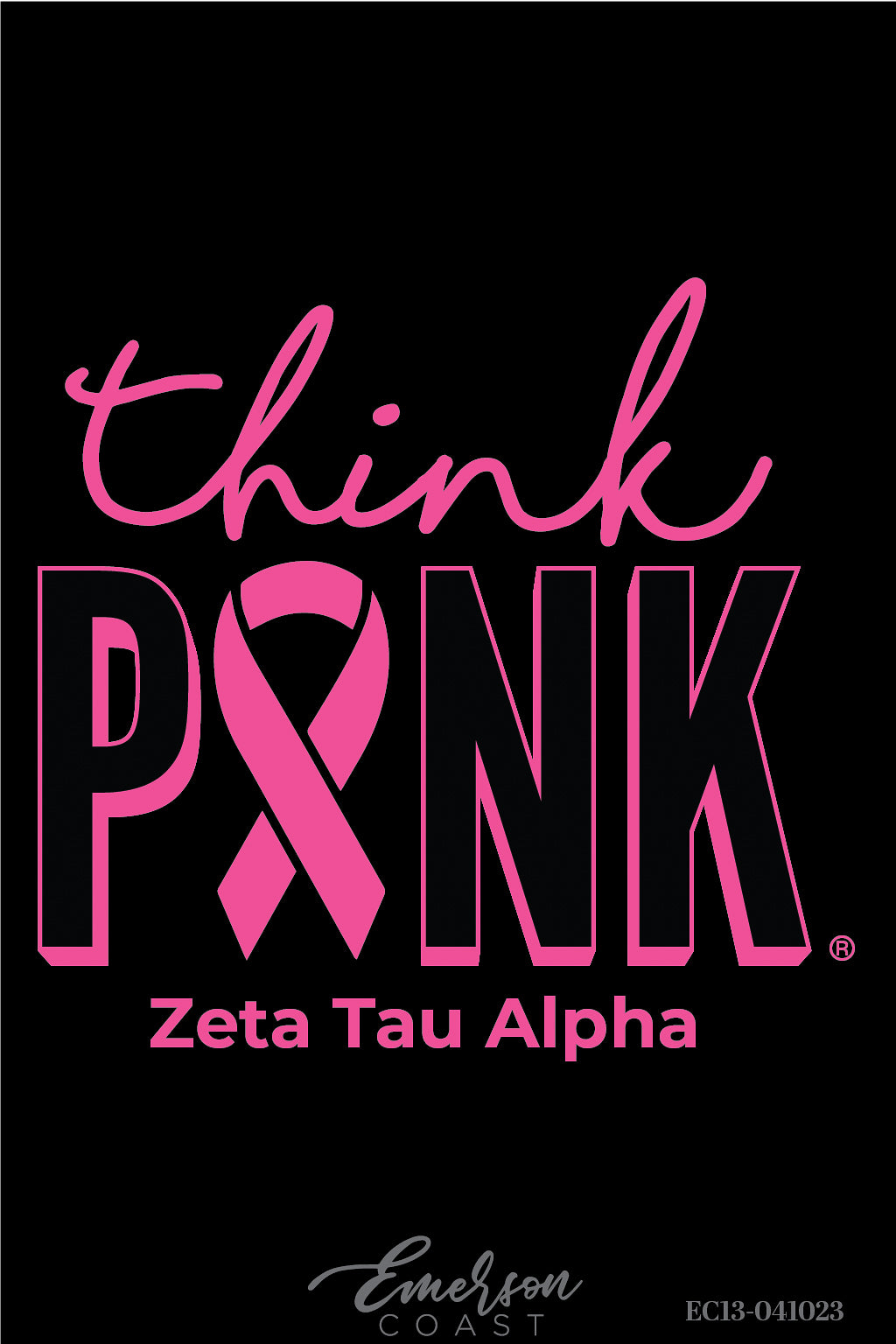 Zeta Tau Alpha Black Think Pink Philanthropy Recruitment Shirt