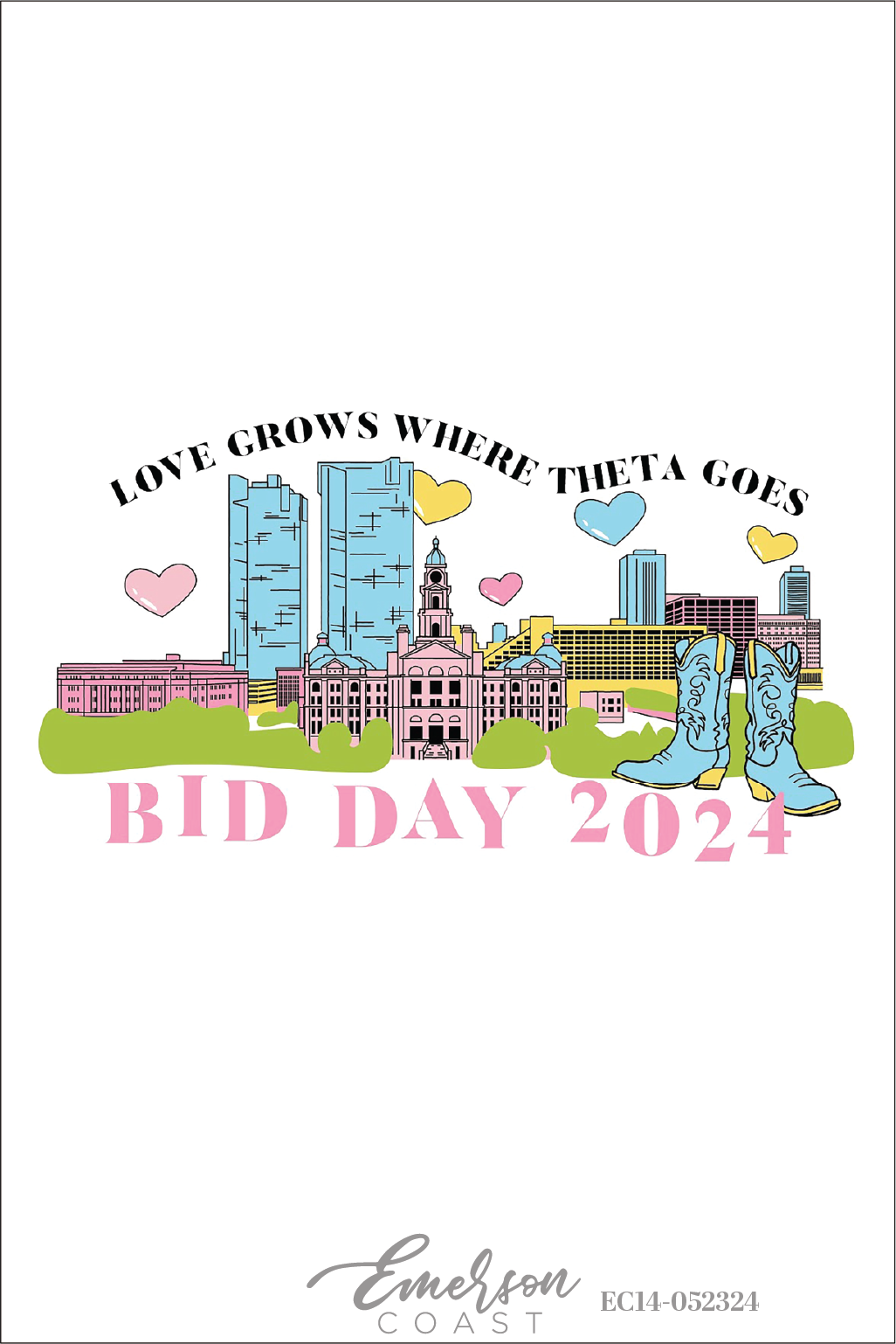 Kappa Alpha Theta Love Grows Where Theta Goes Bid Day T-Shirt