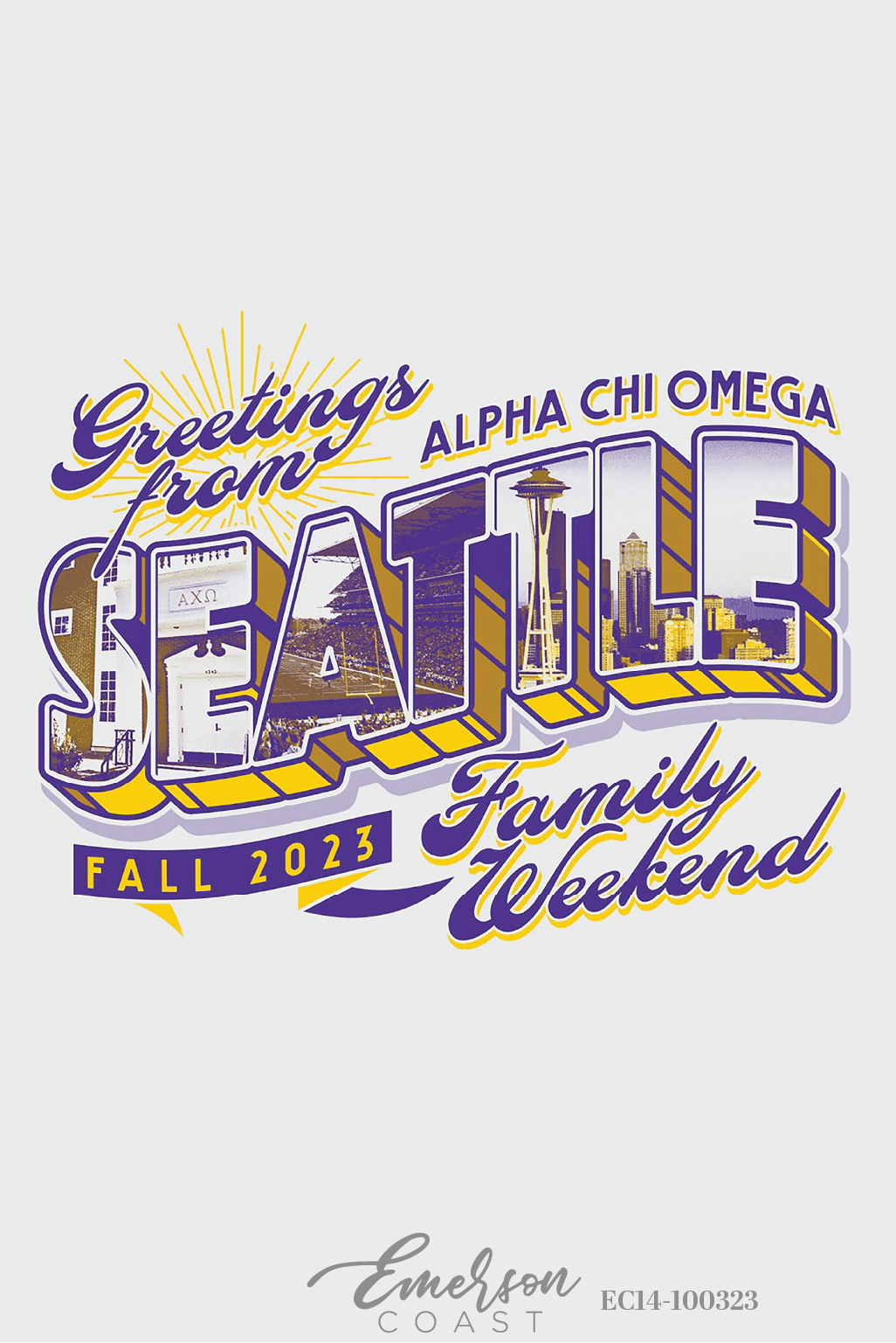 Alpha Chi Omega University Of Washington Family Weekend Postcard T-Shirt