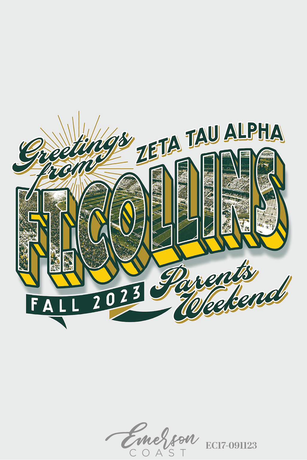 Zeta Tau Alpha Colorado State University Parents Weekend Postcard T-Shirt