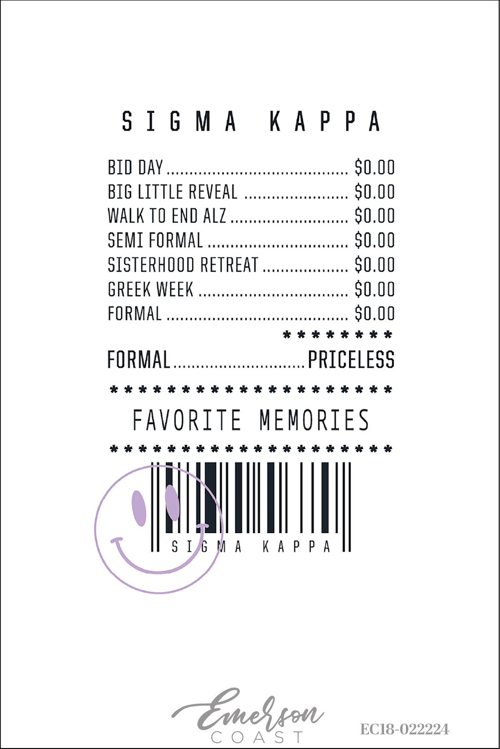 Sigma Kappa Favorite Memories Recruitment Tee