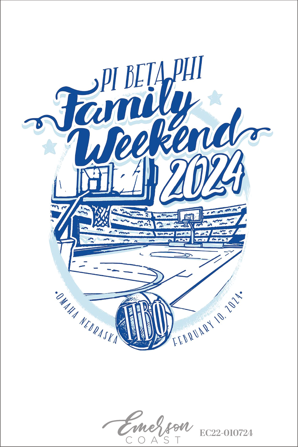 Pi Beta Phi Creighton University Family Weekend Basketball T-Shirt