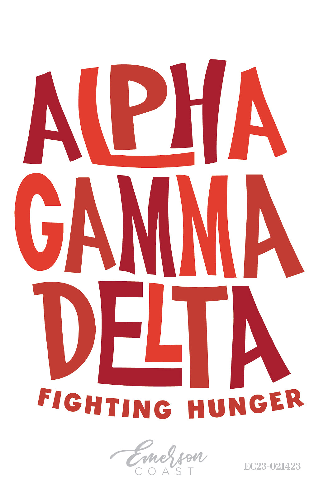Alpha Gamma Delta Red Chunky Script Fighting Hunger Tee