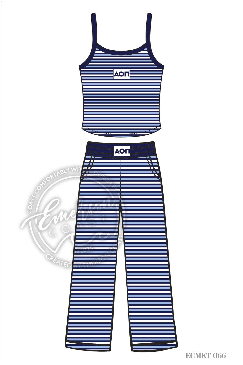 Alpha Omicron Pi Saltwater Striped Tank/Pant patch set