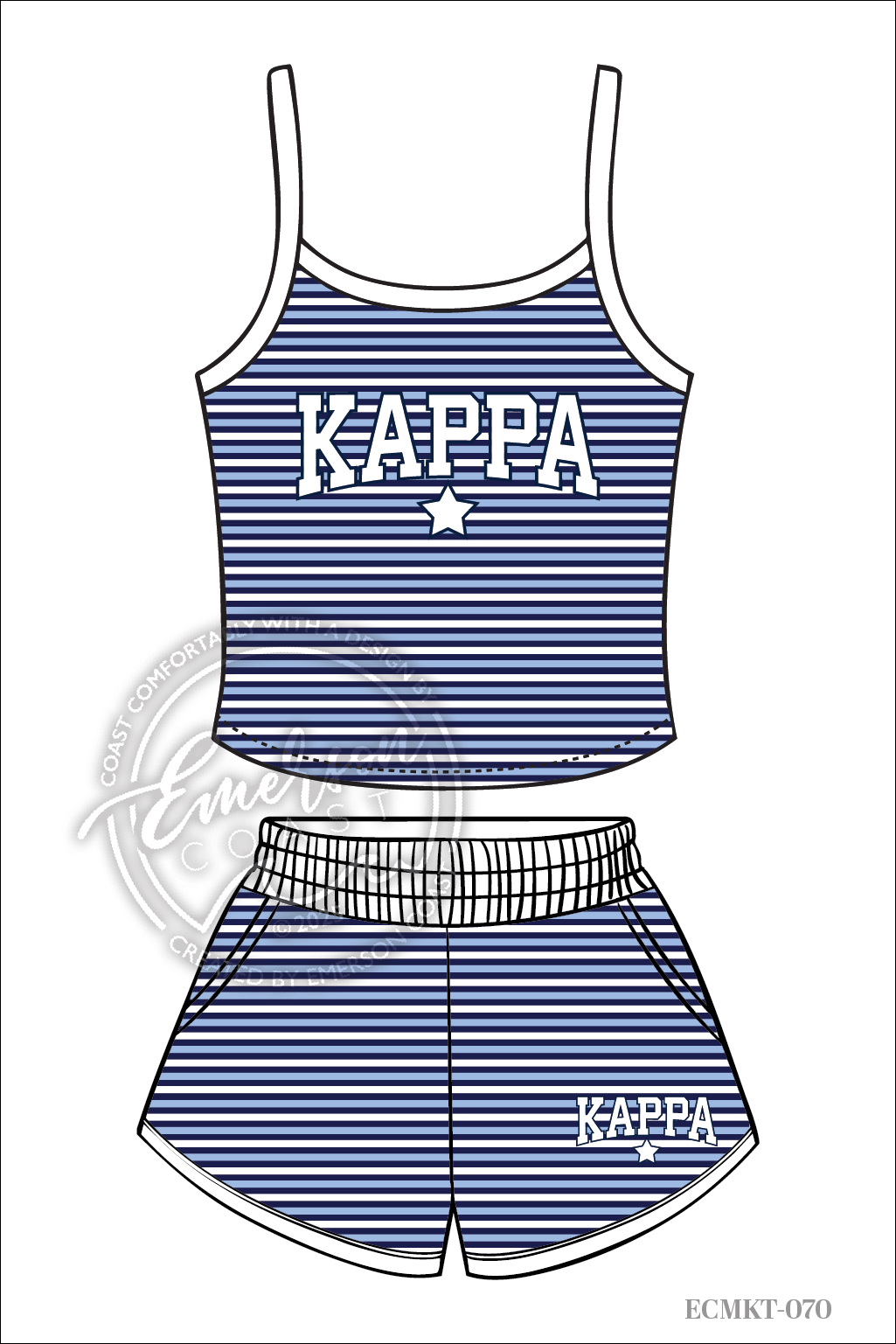 Kappa Kappa Gamma Saltwater Stripe Tank/Shorts Set