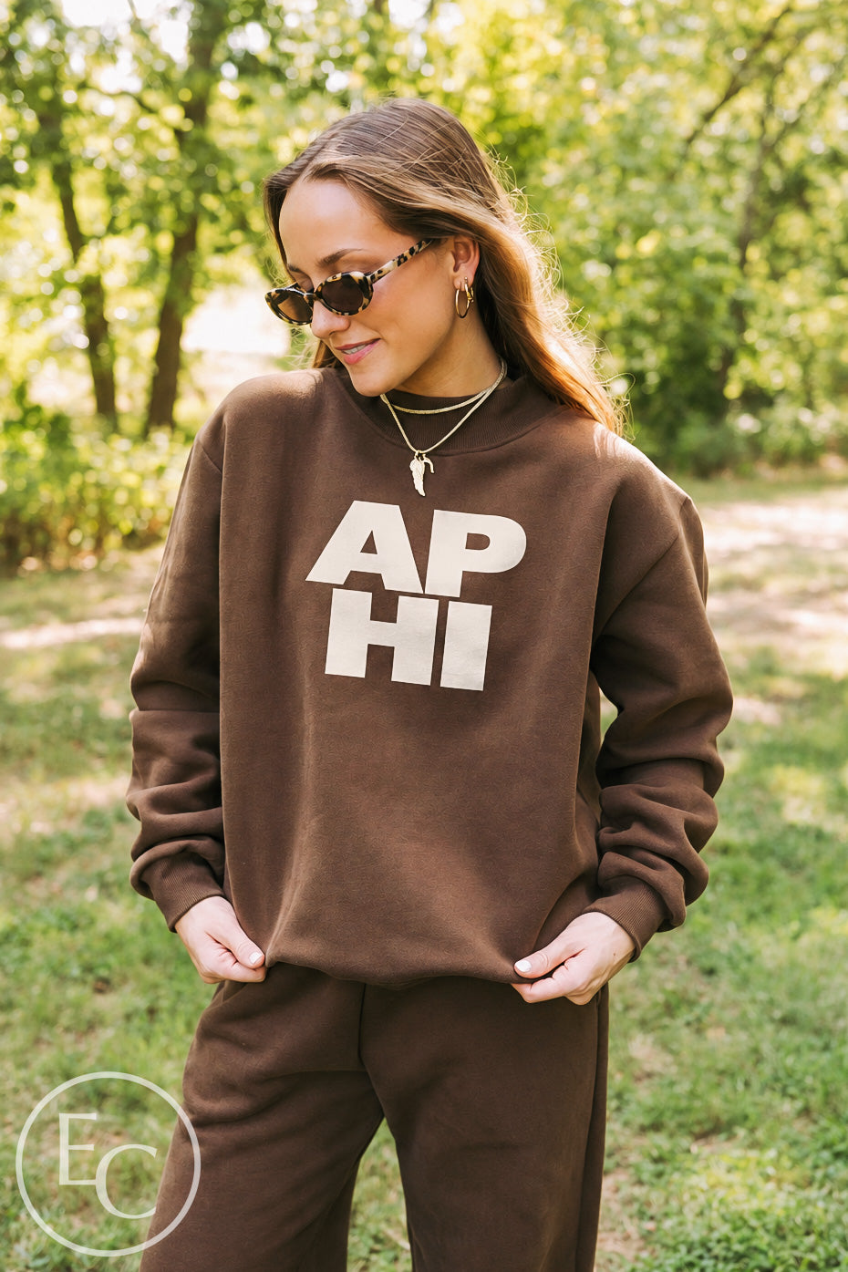 Alpha Phi Brown Pant Mockneck Set