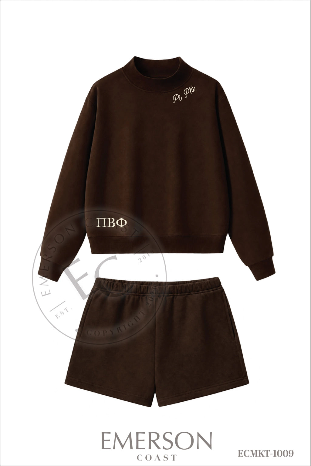 Pi Beta Phi Brown Short Mockneck Set