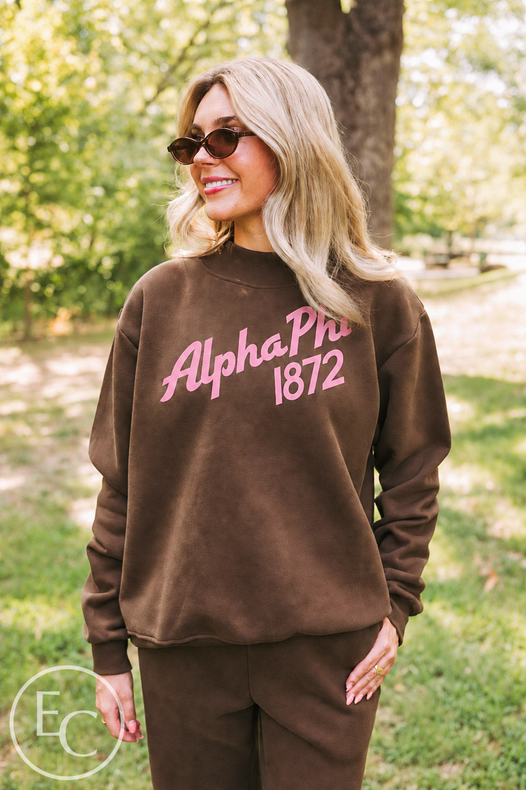 Alpha Phi Brown Shorts Mockneck Set