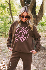 Phi Mu Brown Shorts Mockneck Set