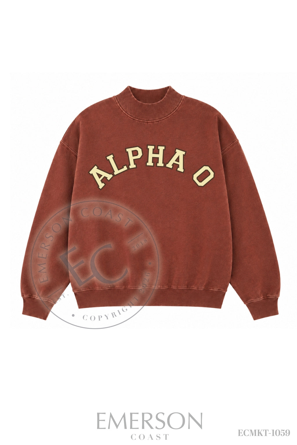 Alpha Omicron Pi Dark Maroon Mockneck