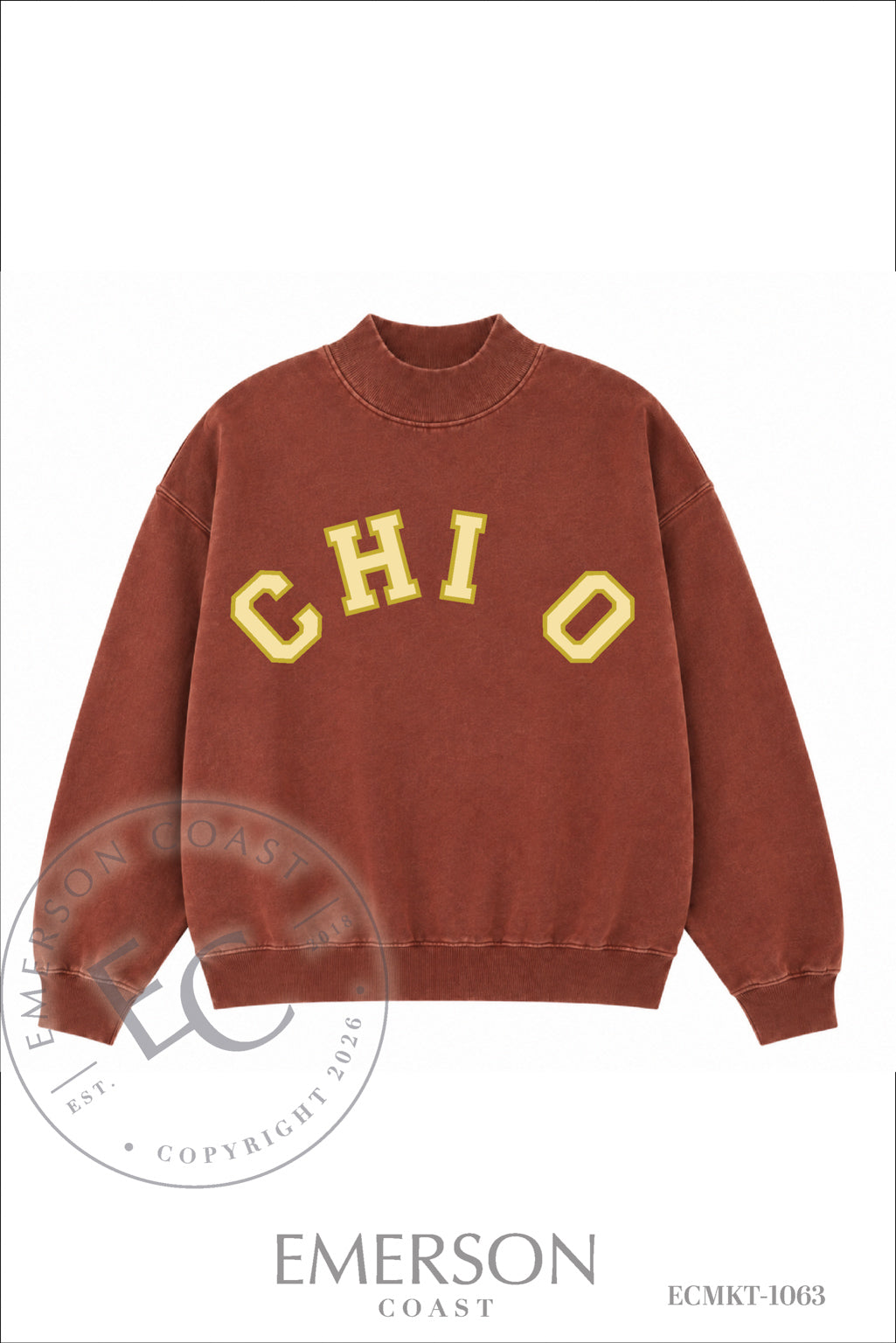 Chi Omega Dark Maroon Mockneck Set