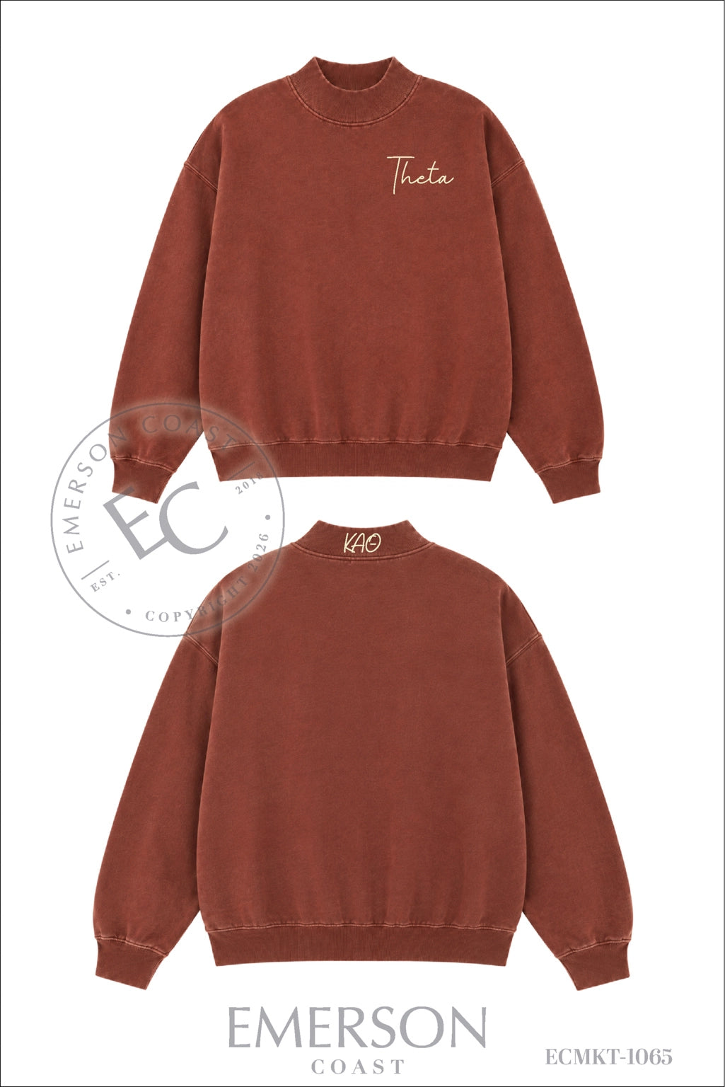 Kappa Alpha Theta Dark Maroon Mockneck