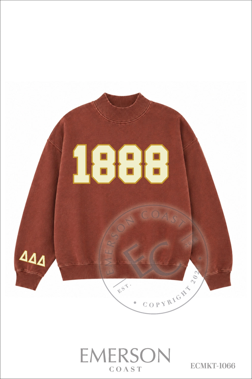 Delta Delta Delta Dark Maroon Mockneck