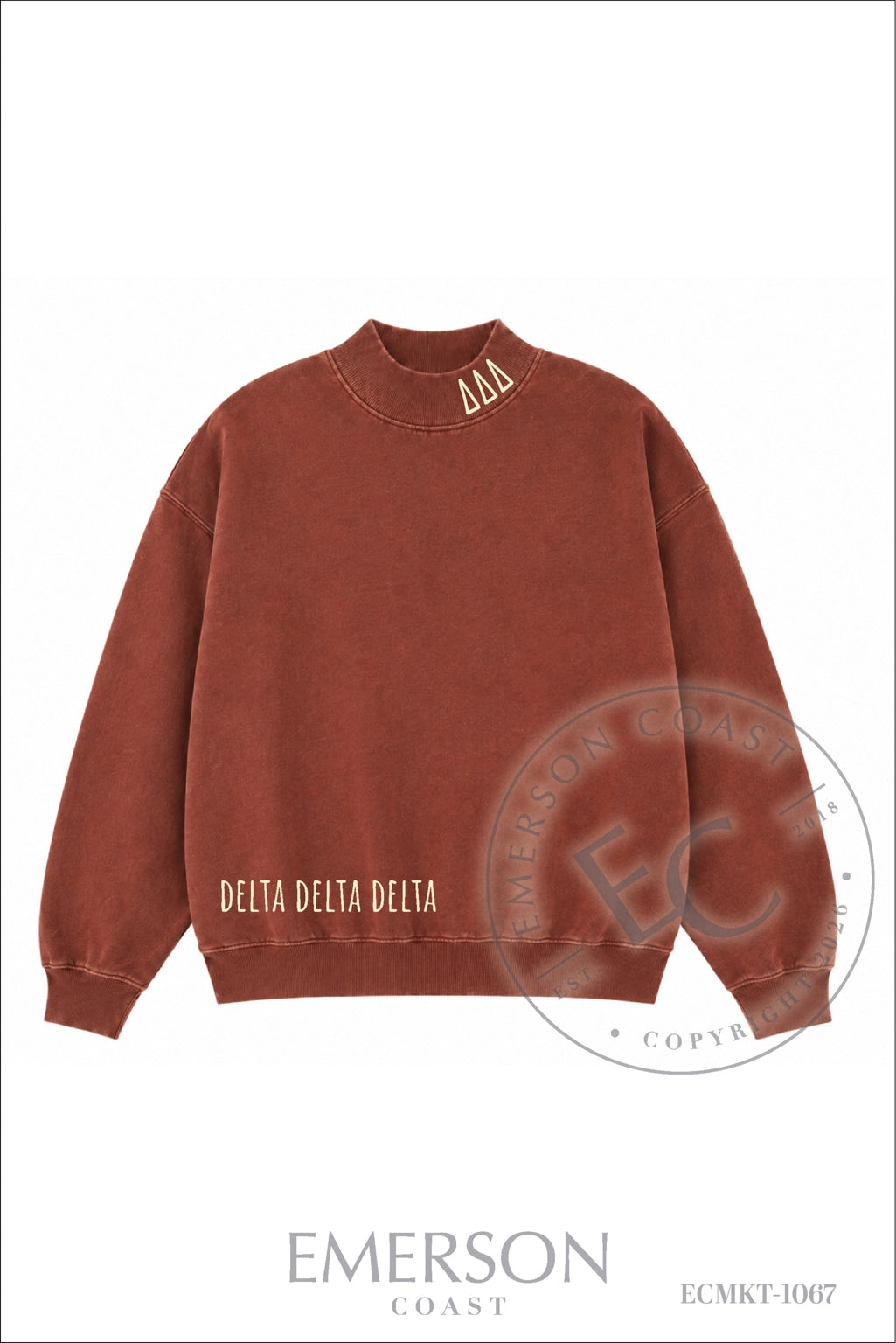 Tri Delta Dark Maroon Mockneck