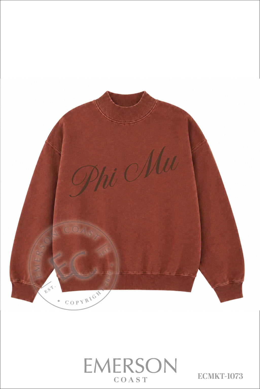 Phi Mu Dark Maroon Mockneck