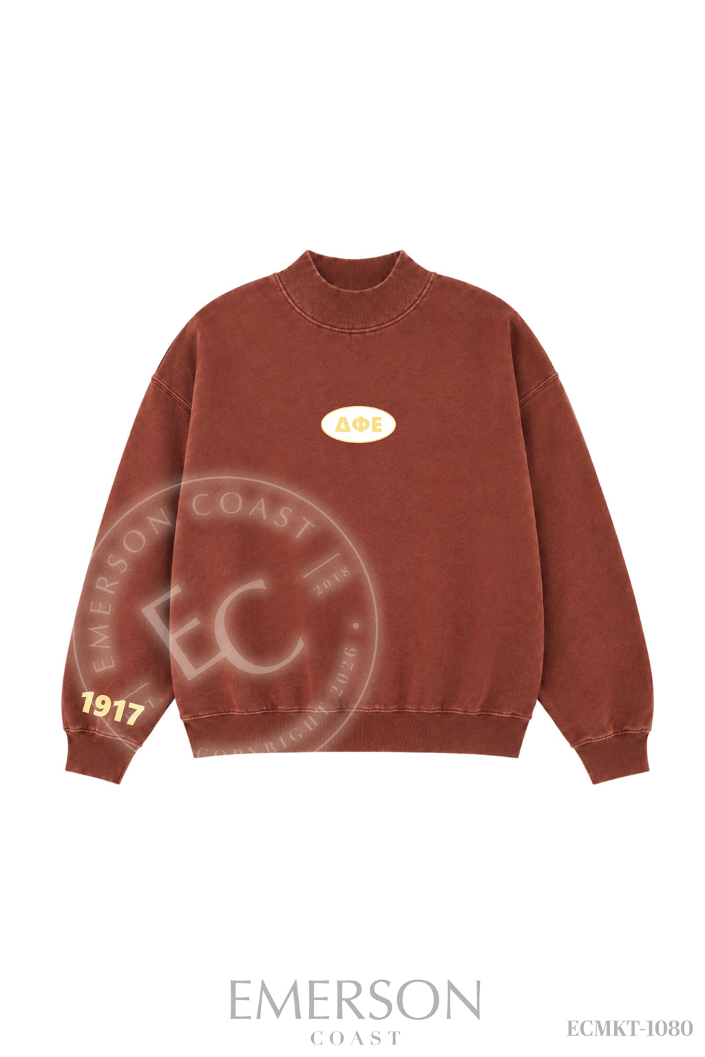 Delta Phi Epsilon Dark Maroon Mockneck