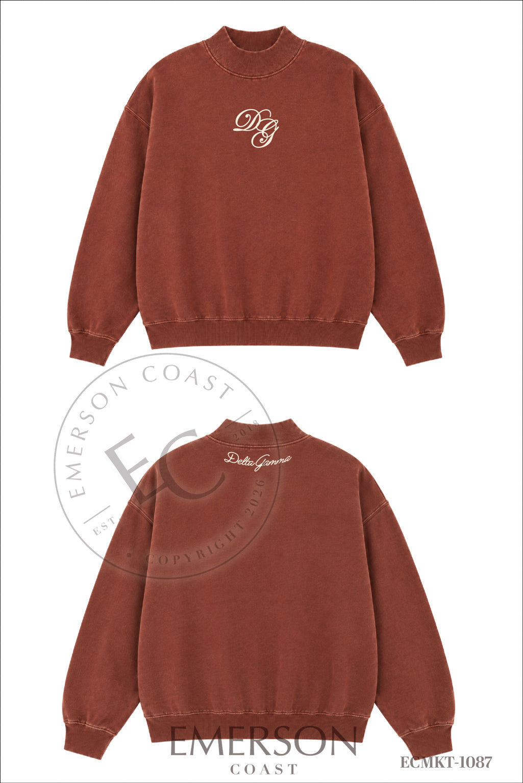 Delta Gamma Dark Maroon Mockneck Set