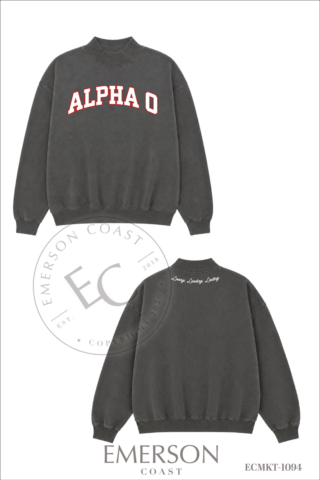 Alpha Omicron Pi Smoke Mockneck
