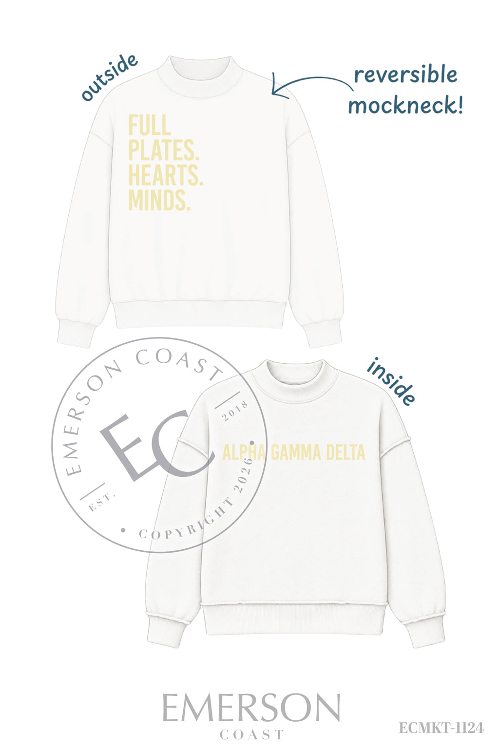 Alpha Gamma Delta Philanthropy White Mockneck