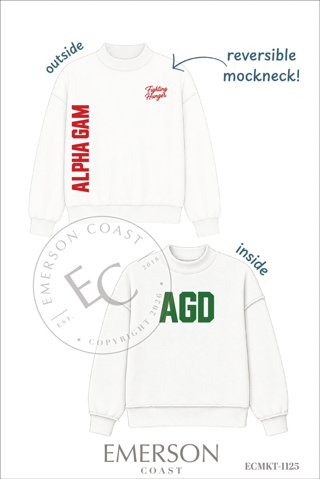 Alpha Gamma Delta Fighting Hunger White Mockneck