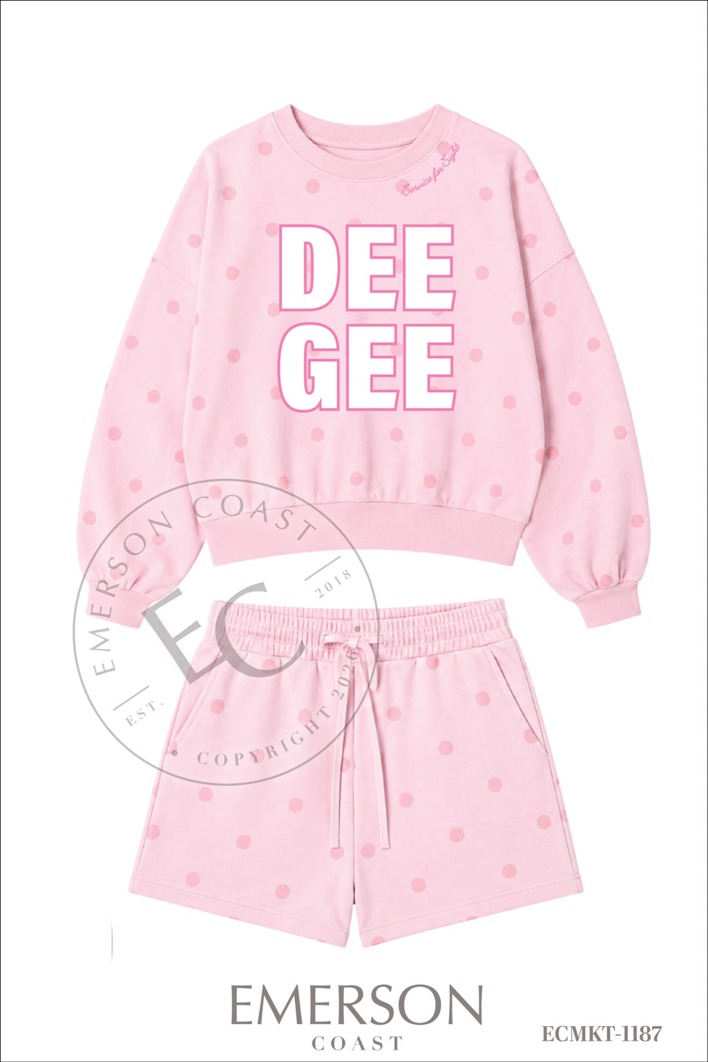 Delta Gamma Philanthropy Pink Polka Dot Mockneck