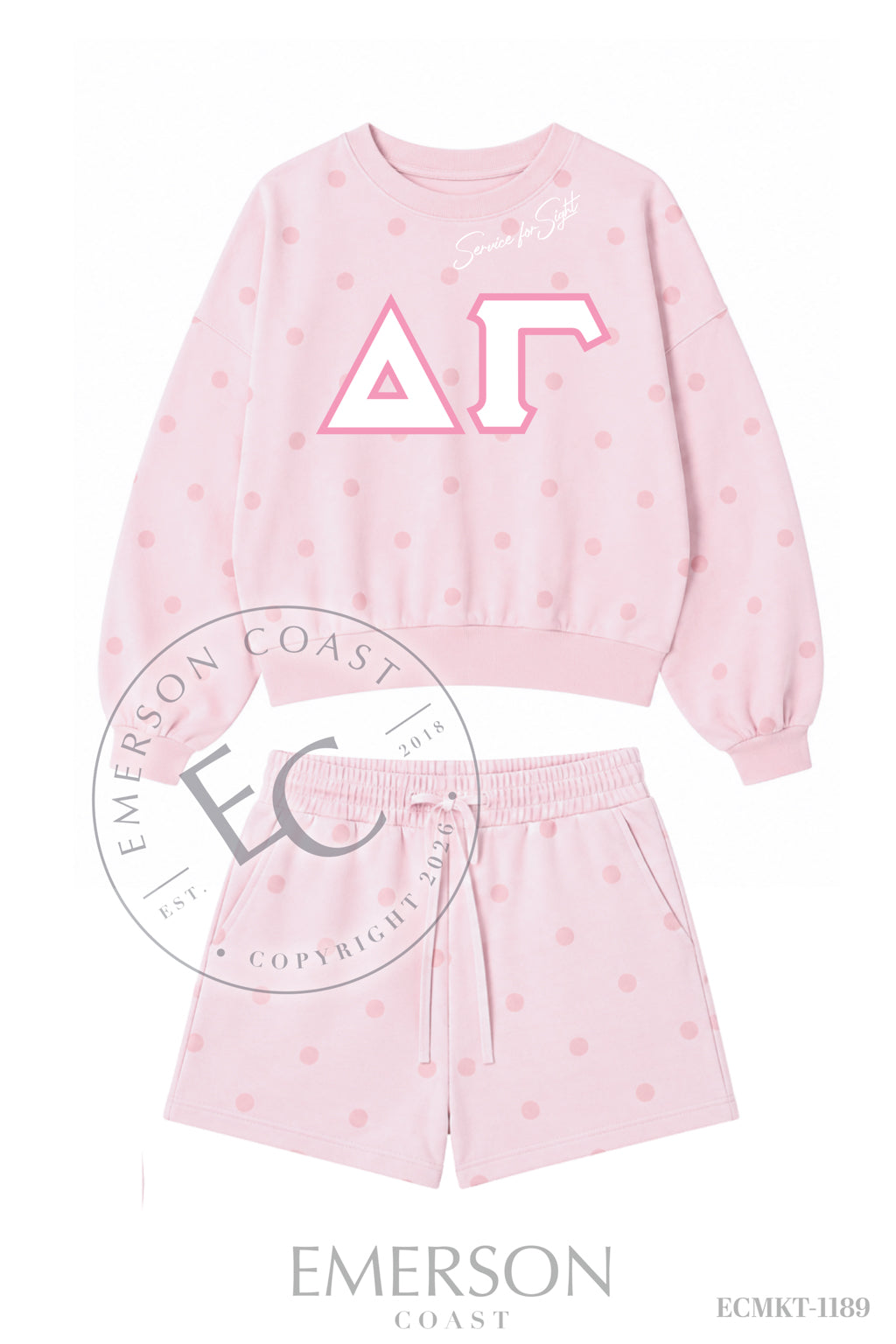 Delta Gamma Pink Polka Dot Philanthropy Mockneck