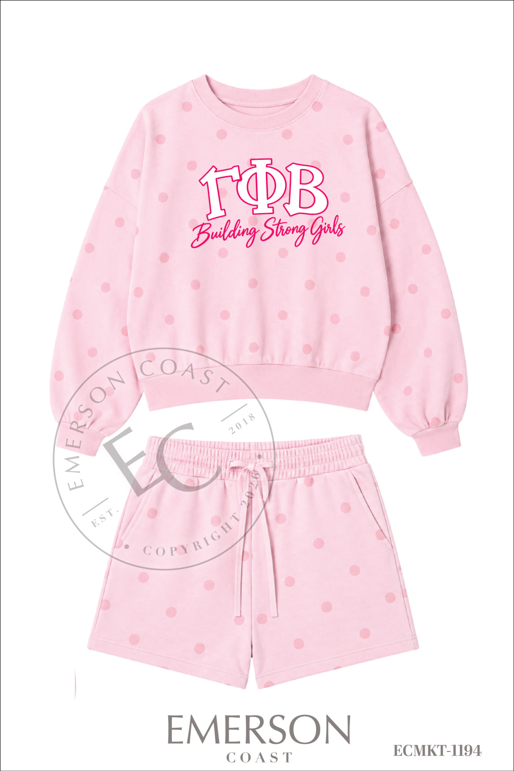 Gamma Phi Beta Strong Girls Polka Dot Mockneck