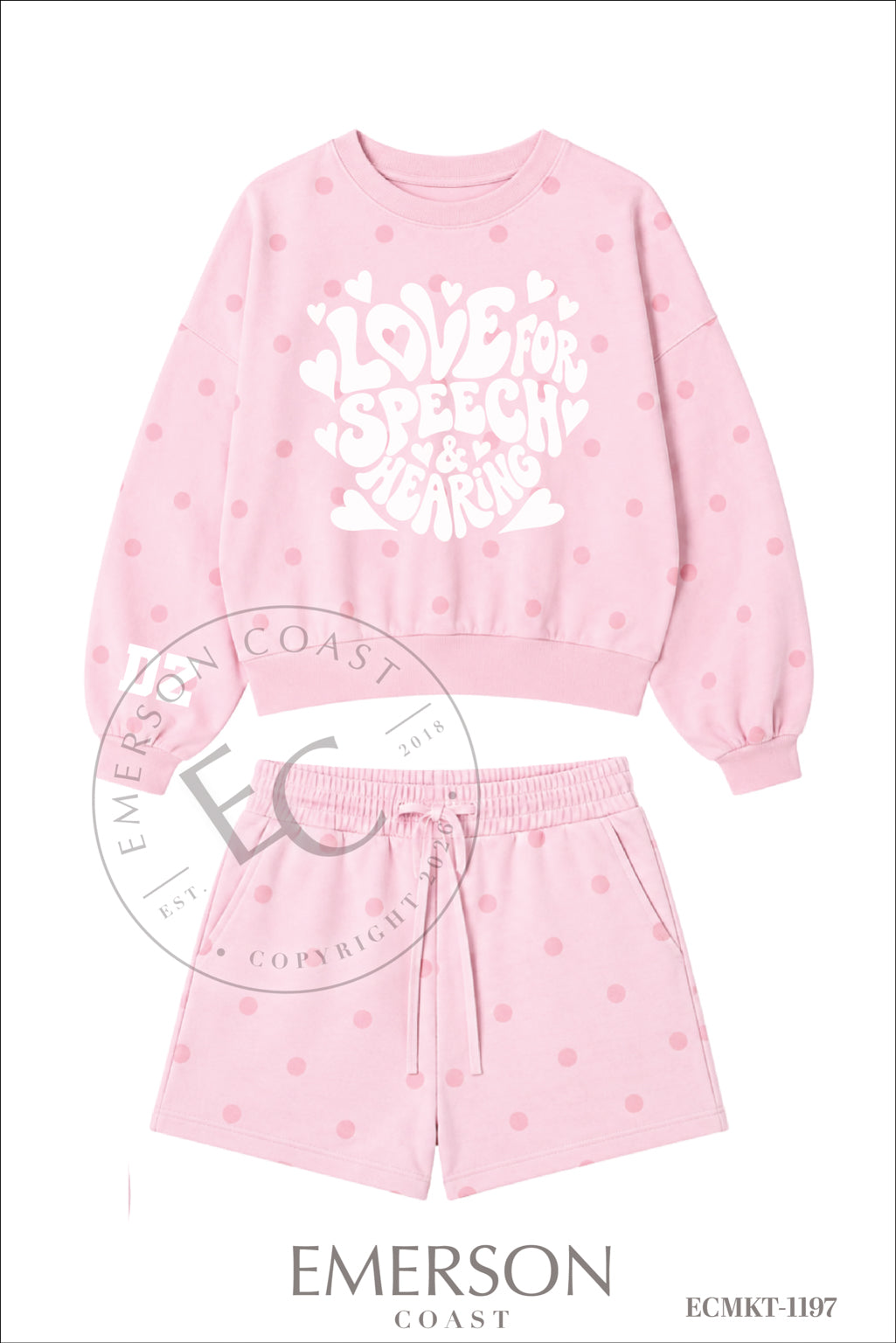 Delta Zeta Heart Pink Polka Dot Mockneck