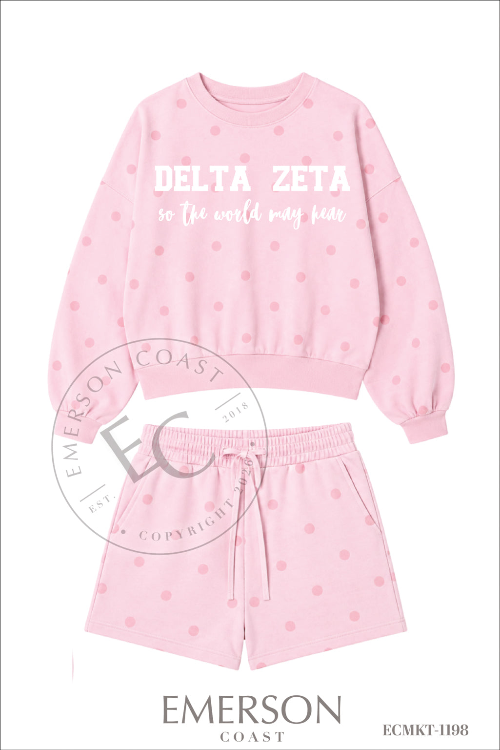 Delta Zeta Pink Polka Dot Mockneck Philanthropy