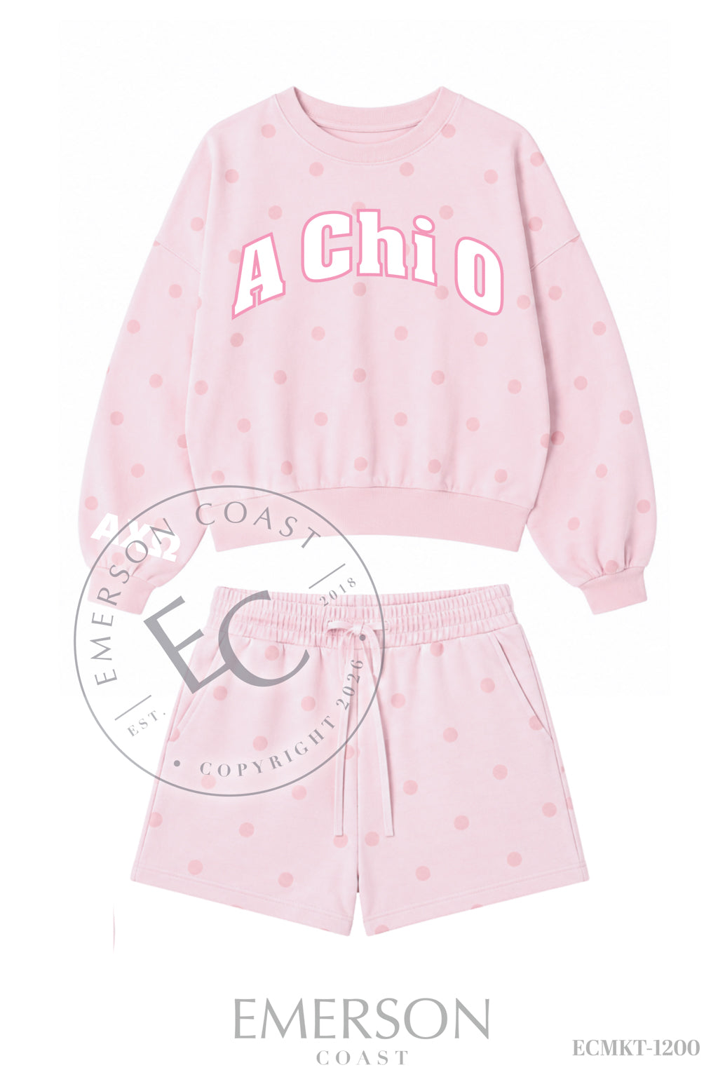 Alpha Chi Omega Pink Polka Dot Set