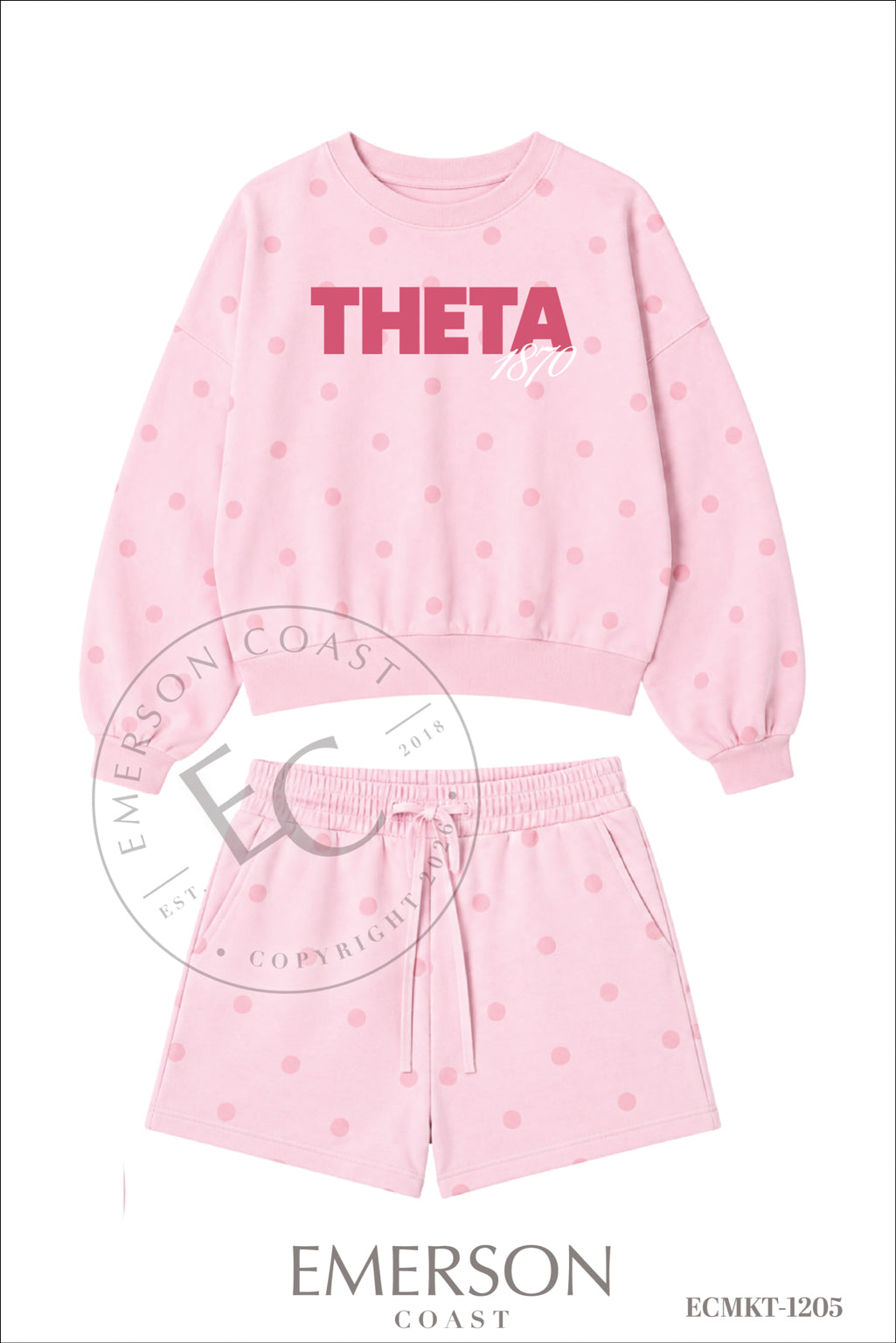 Kappa Alpha Theta Pink Polka Dot Set