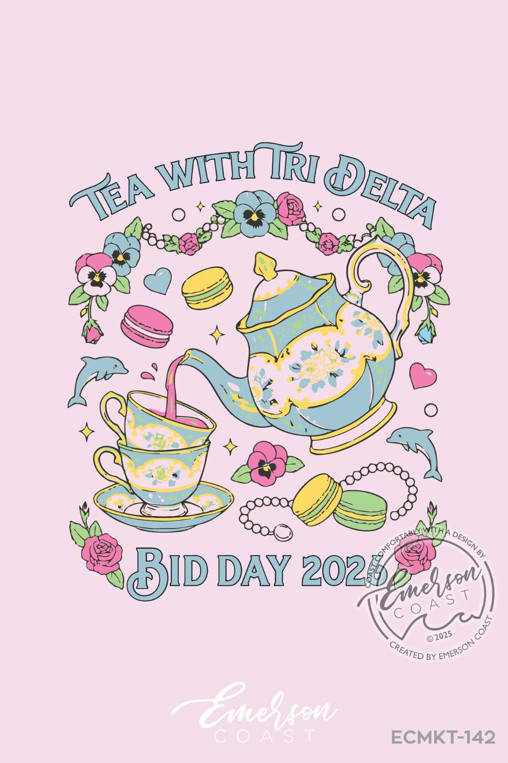 Tri Delta Tea Party Bid Day Design