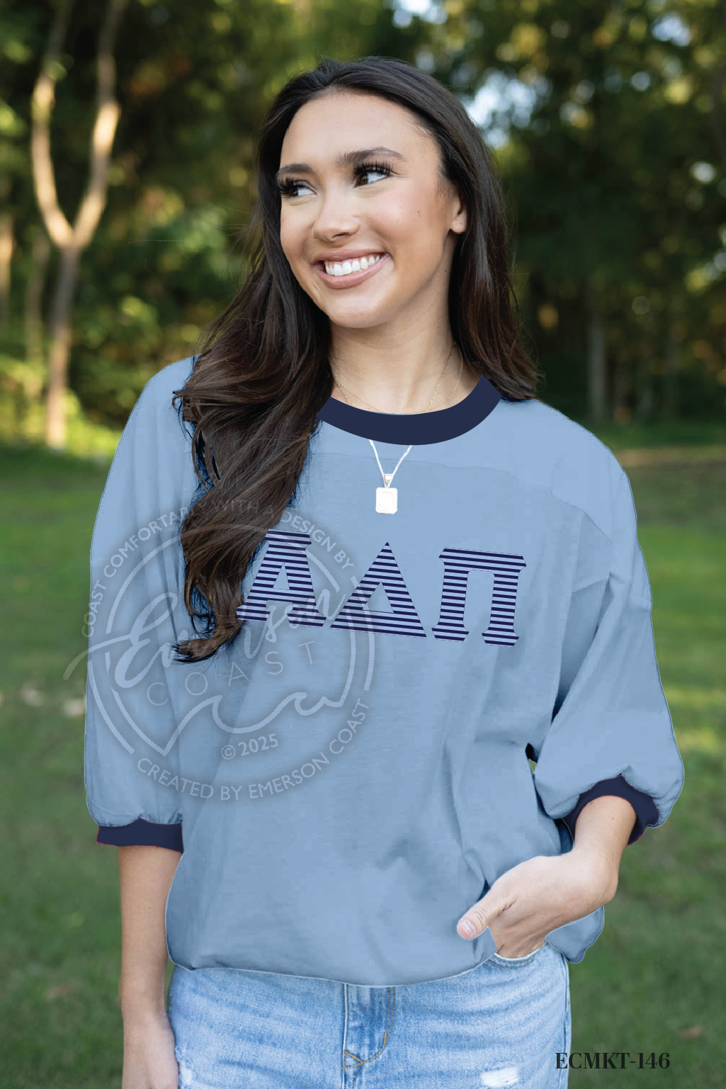 Alpha Delta Pi Saltwater Striped Greek Letter Jersey
