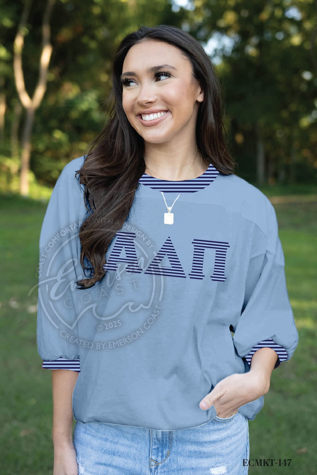 Alpha Delta Pi Saltwater Striped Letter Jersey
