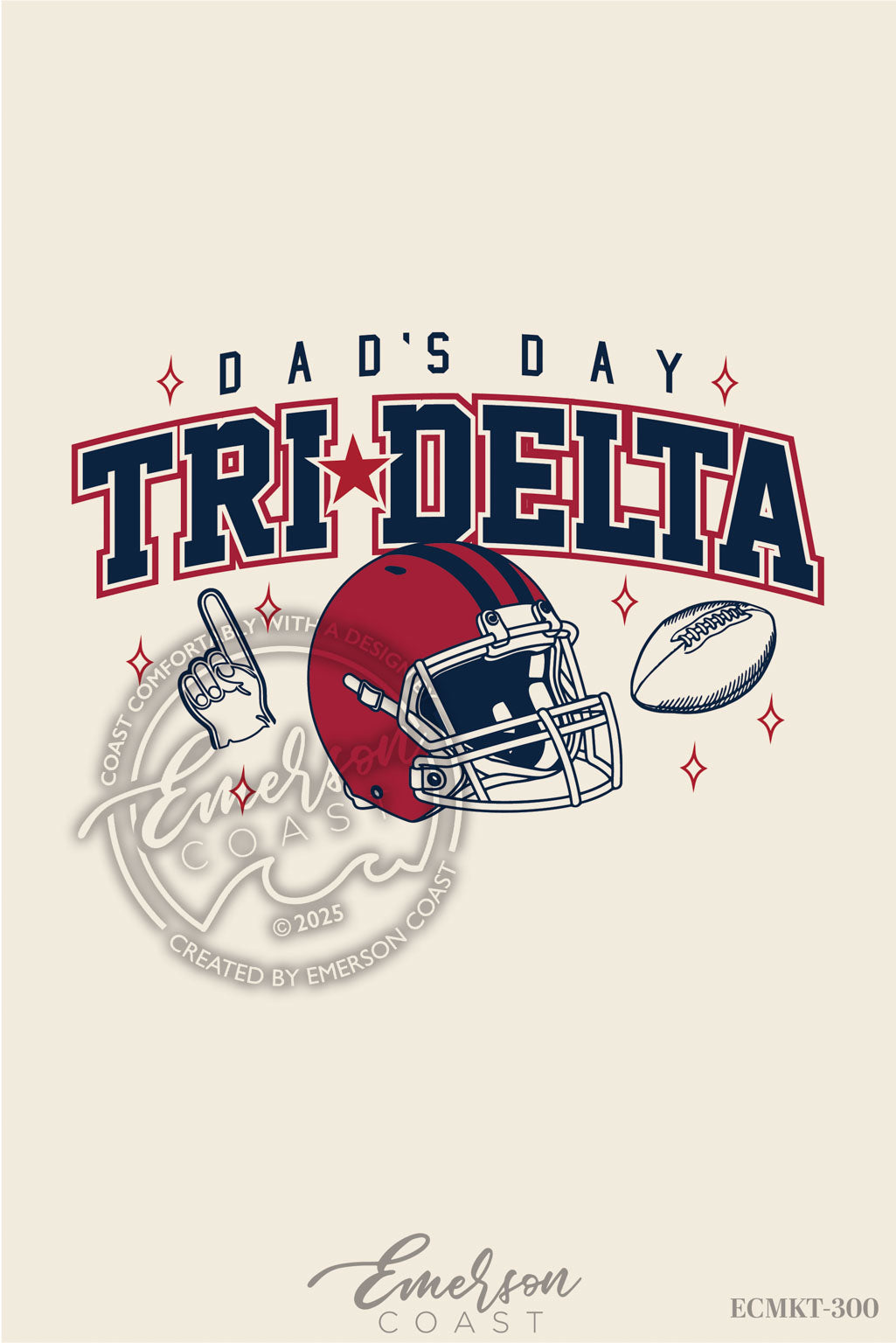 Delta Delta Delta Football Helmet Dad's DayTshirt