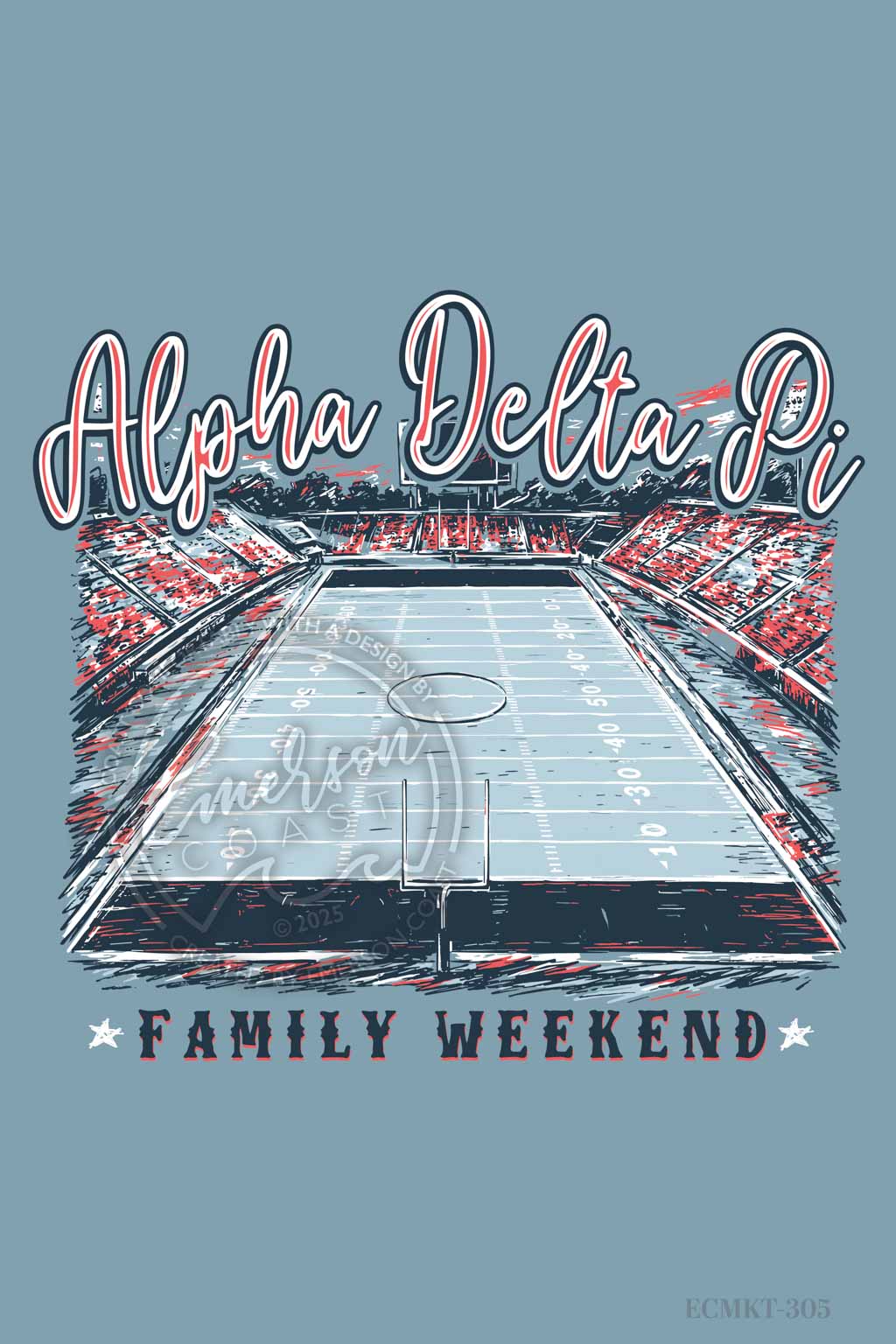 Alpha Delta Pi Sporty Blue Family Weekend Tshirt