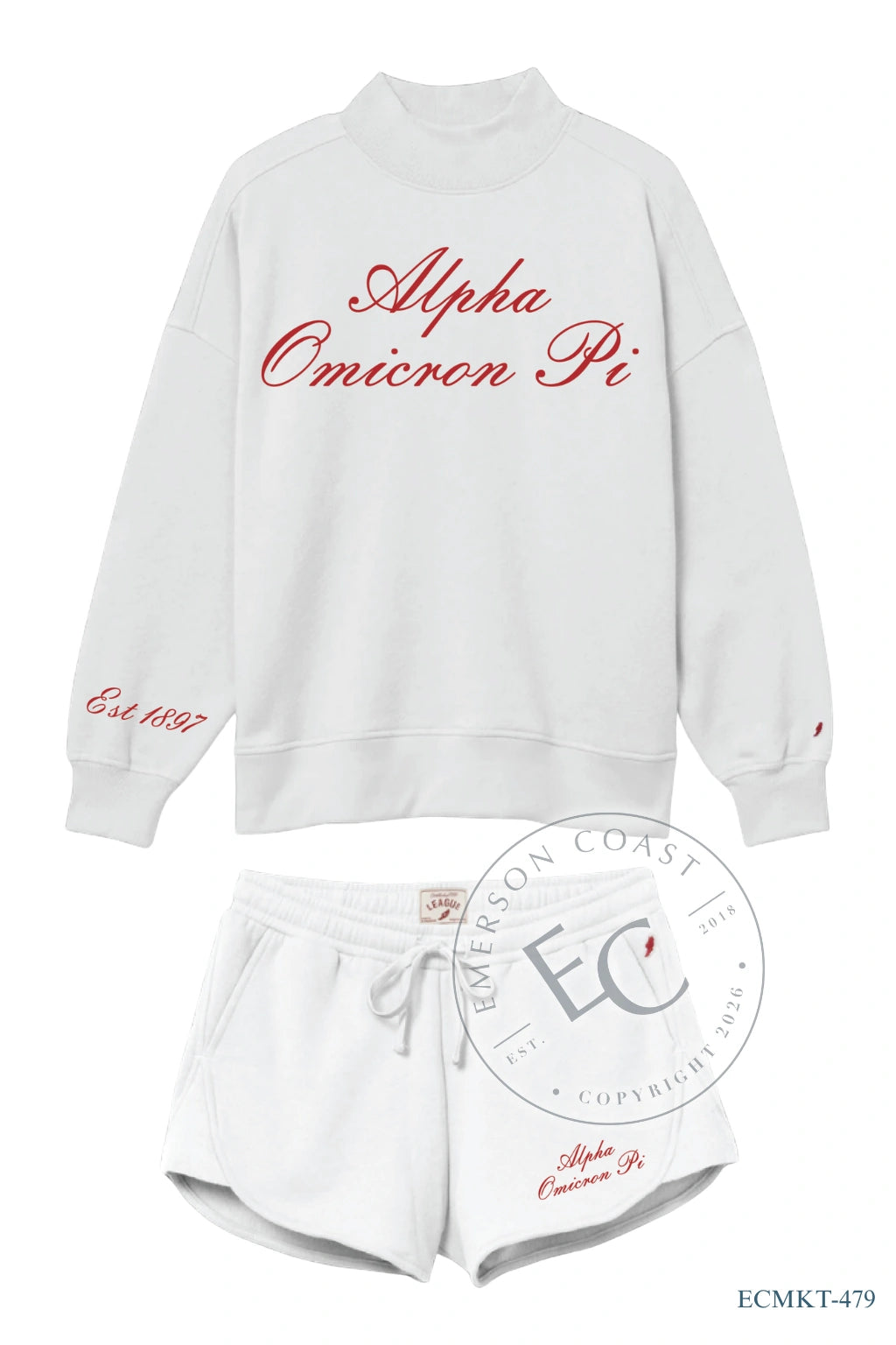 Alpha Omicron Pi Script Font Gray Mockneck Set