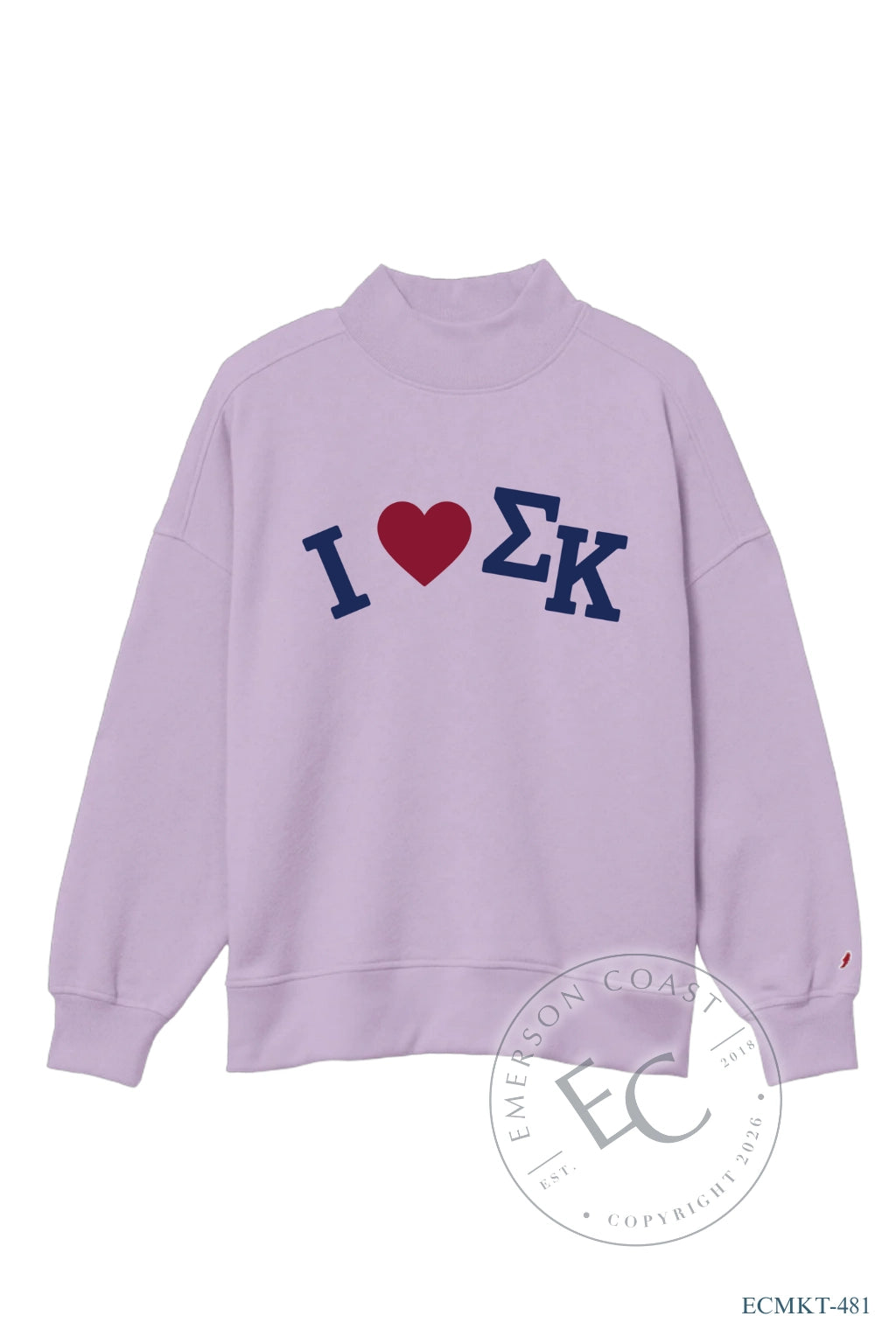 Sigma Kappa Lettered Purple Mockneck