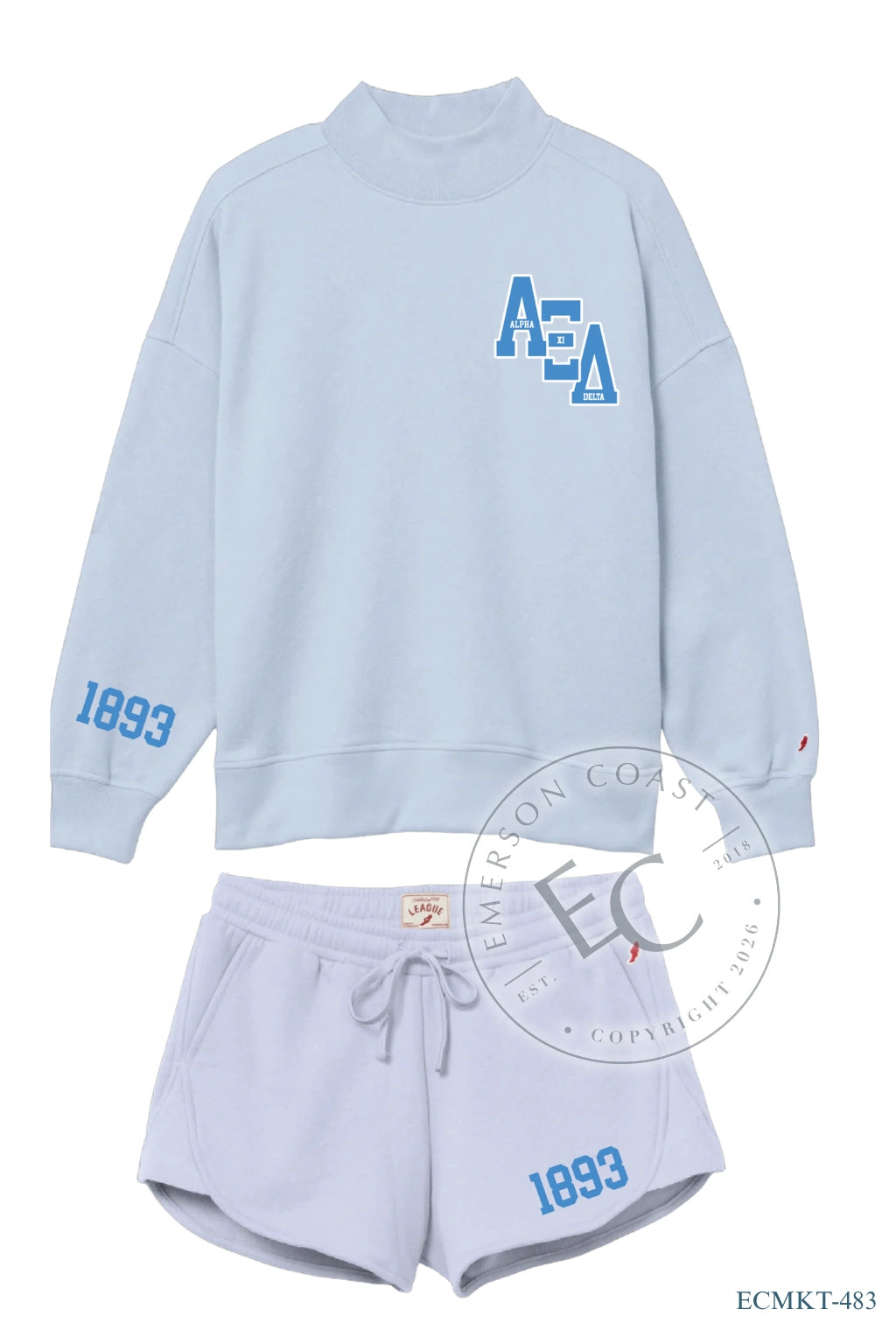 Alpha Xi Delta Greek Blue Mockneck Set