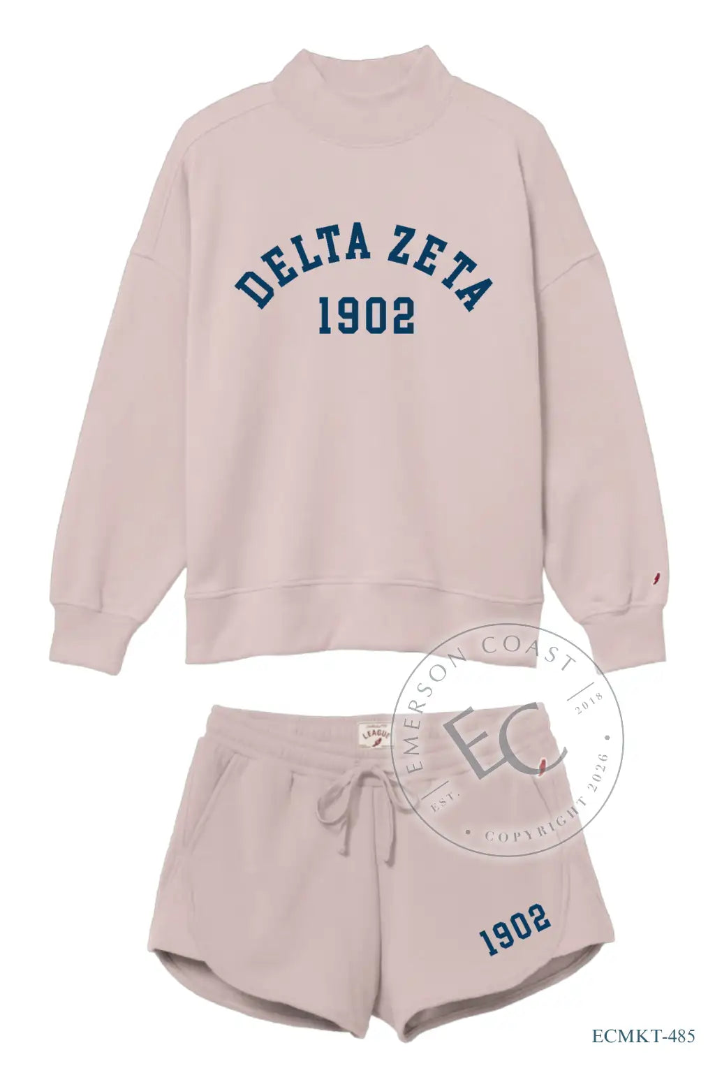 Delta Zeta Varsity Script Pink Mockneck