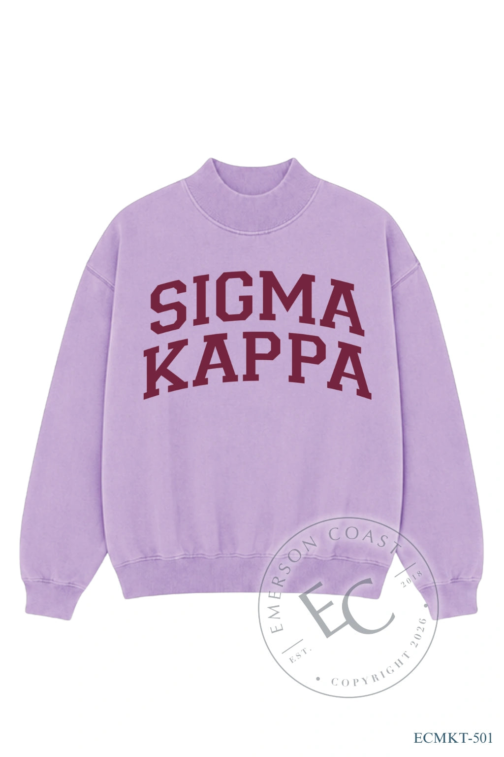 Sigma Kappa Simple Varsity Arch Purple Mockneck