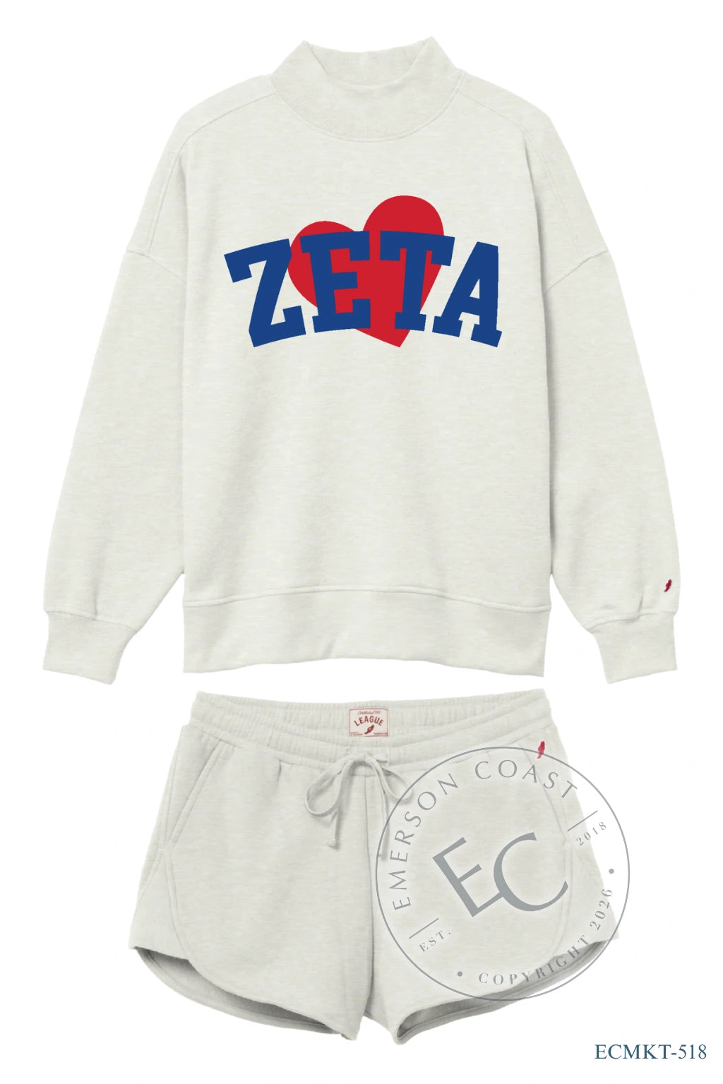 Zeta Dark Gray Varsity Heart Mockneck Set