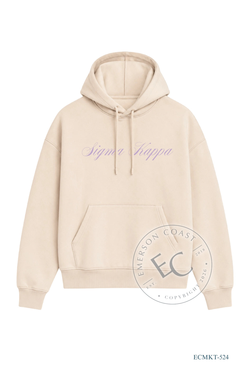 Sigma Kappa Simple Script with Year Cream Hoodie