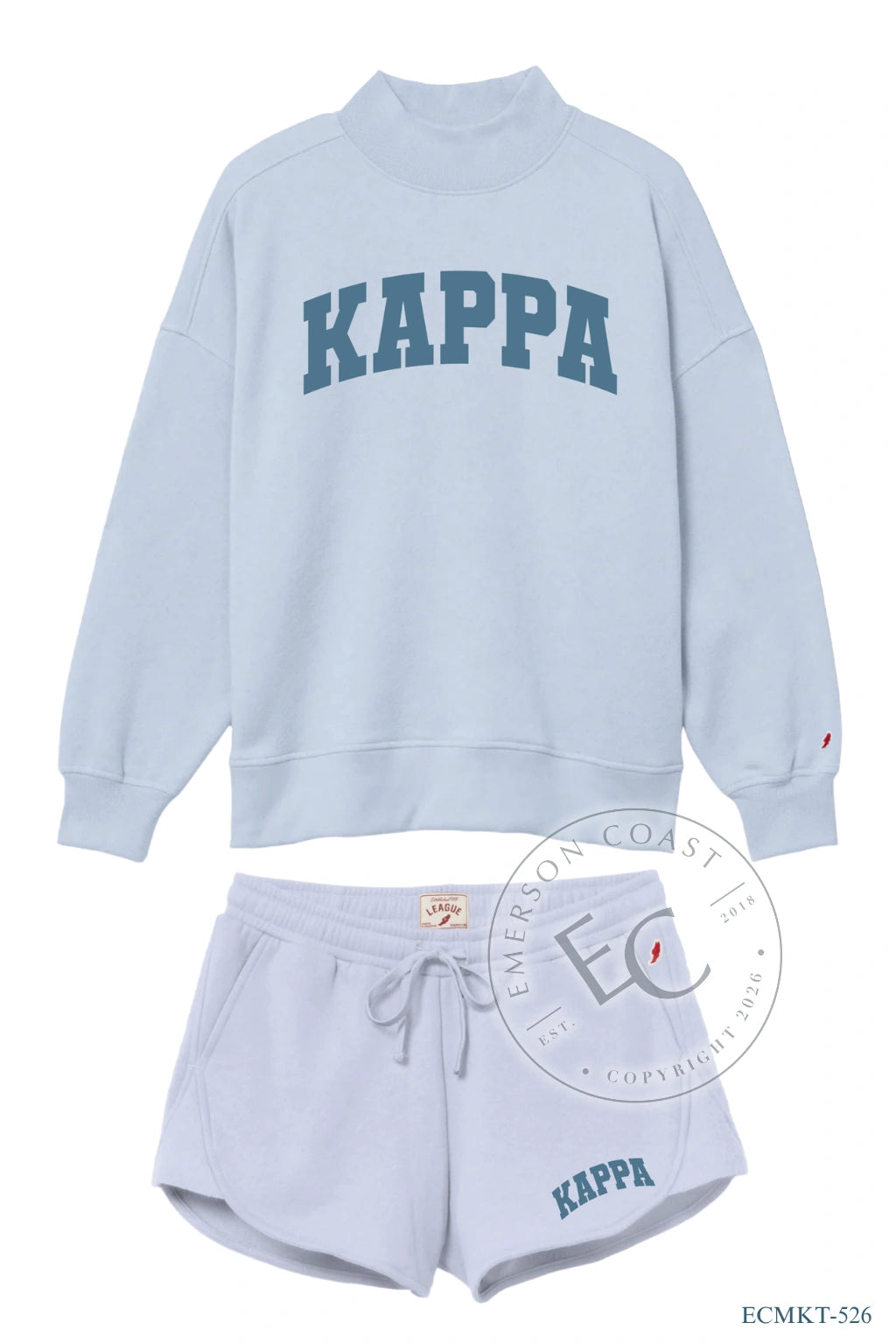 Kappa Varsity Font Navy Mockneck Light Blue Font