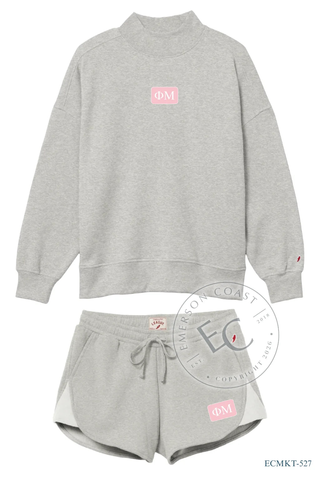 Gray Phi Mu Patch Mockneck