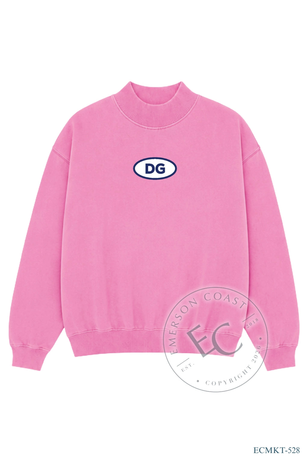 Pink Delta Gamma Navy Patch Mockneck