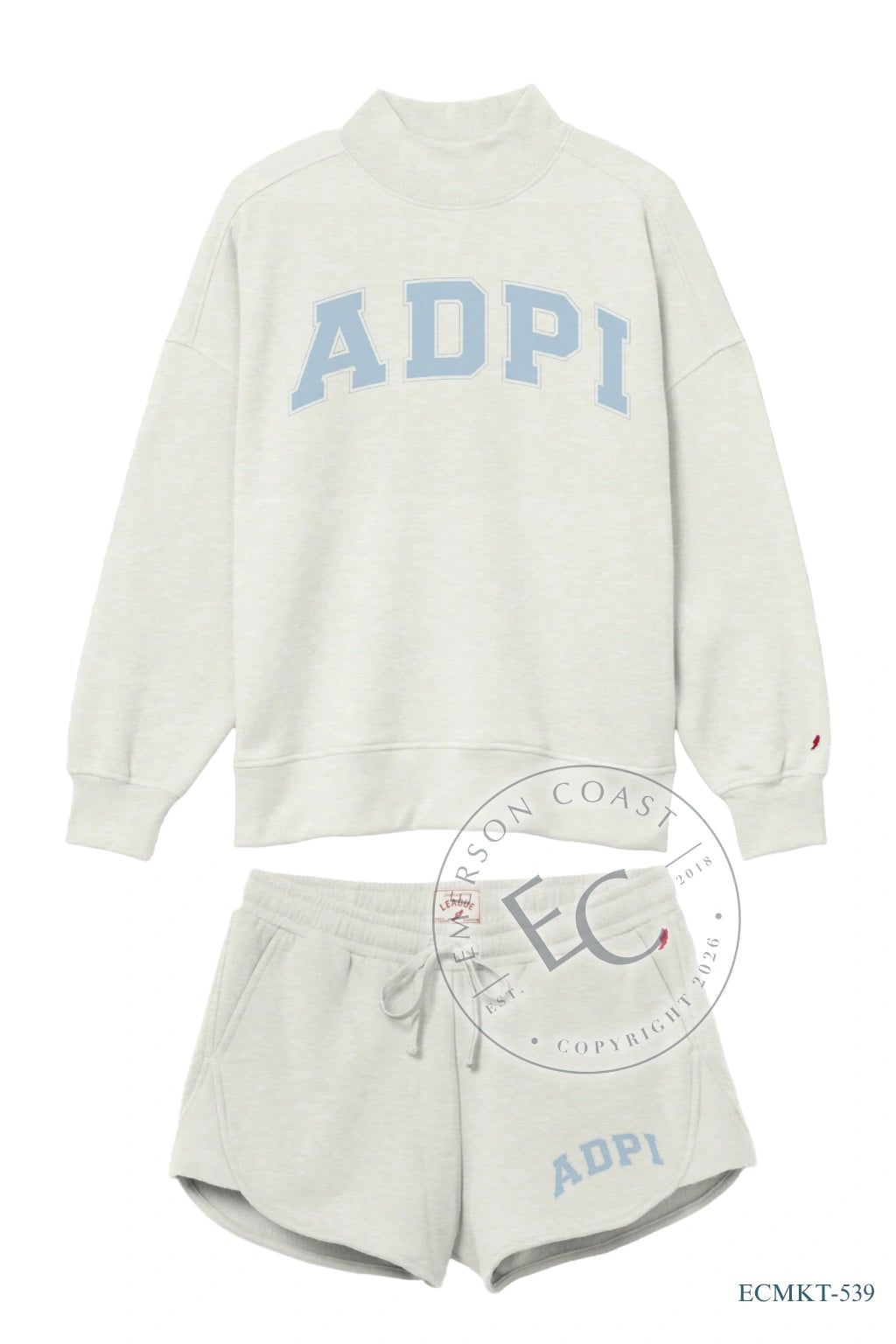 Alpha Delta Pi Grey and Blue Mockneck