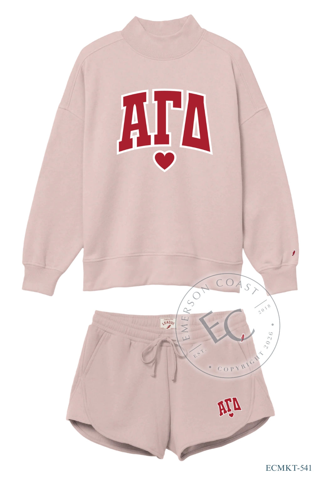 Alpha Gamma Delta Red and Pink Mockneck
