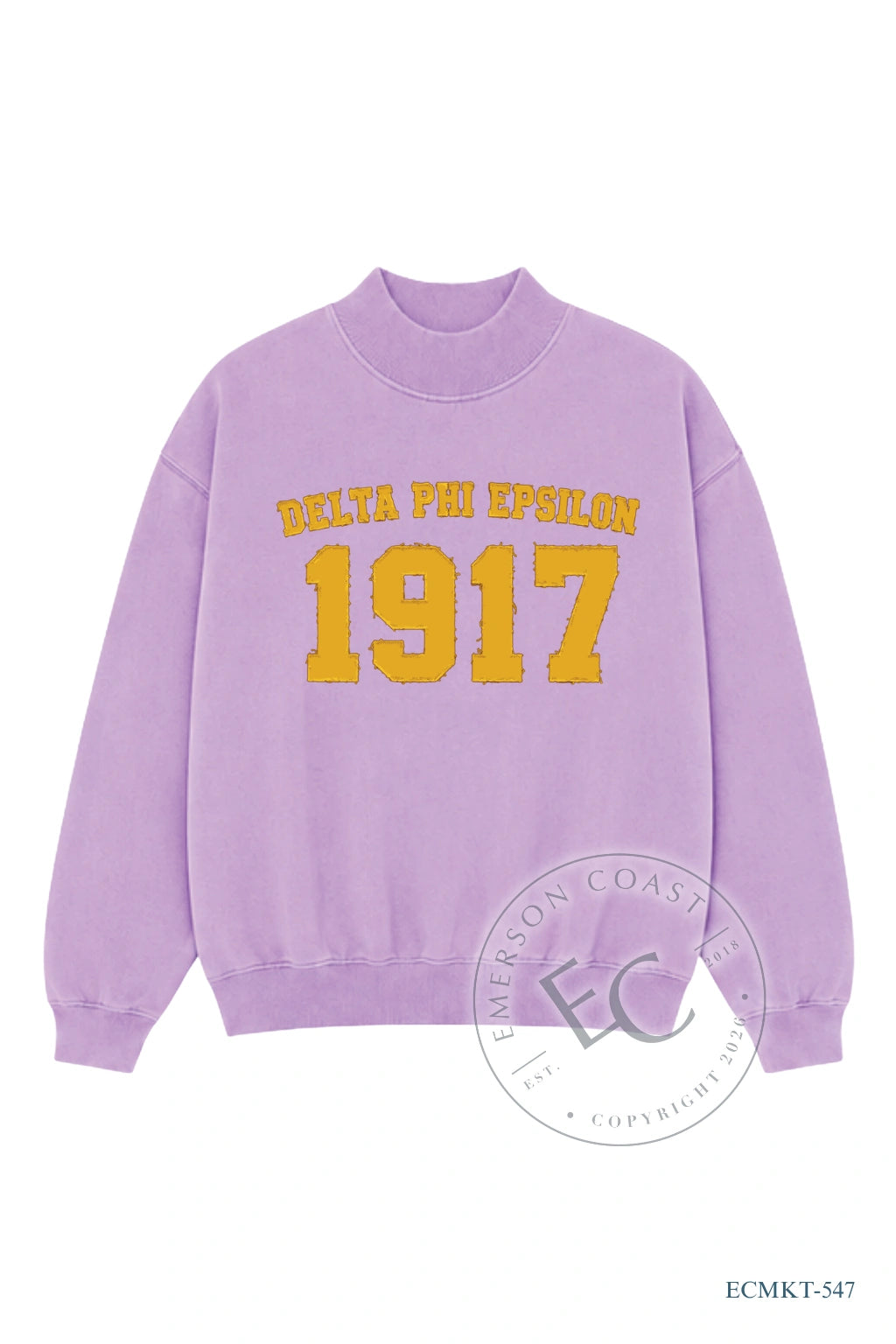 Delta Phi Epsilon Purple and Yellow Mockneck